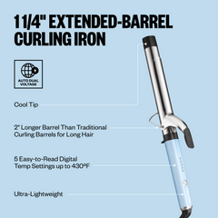 BaBylissPRO® Nano Titanium™ Limited Edition 1¼" Extended-Barrel Curling Iron (Iced Blue)