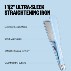 BaBylissPRO® Nano Titanium™ 1.5" Ultra-Sleek Straightening Iron (Iced Blue)